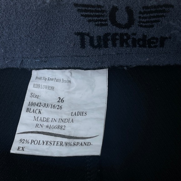 TuffRider Ribb Lowrise Black Knee Patch Ladies Equestrian Breeches Size 26 - Picture 4 of 6
